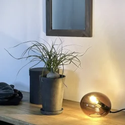 Globus 13 cm bordslampa brun