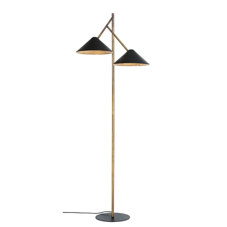 Grenverk golvlampa råmässing/svart