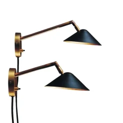 Grenverk lång vägglampa råmässing/svart