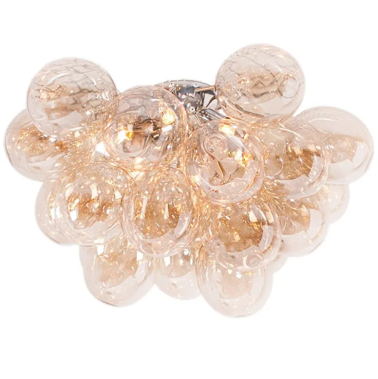 Gross plafond Ø70cm krom/amber