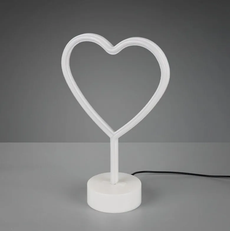 Heart bordslampa vit/rosa