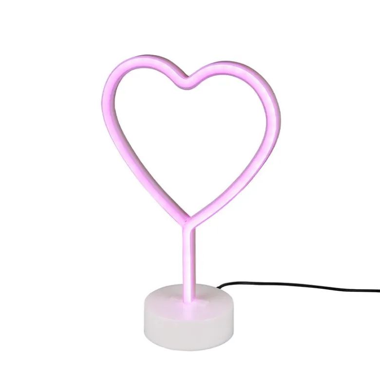 Heart bordslampa vit/rosa