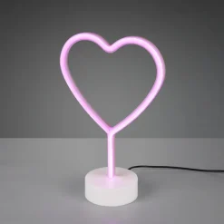 Heart bordslampa vit/rosa