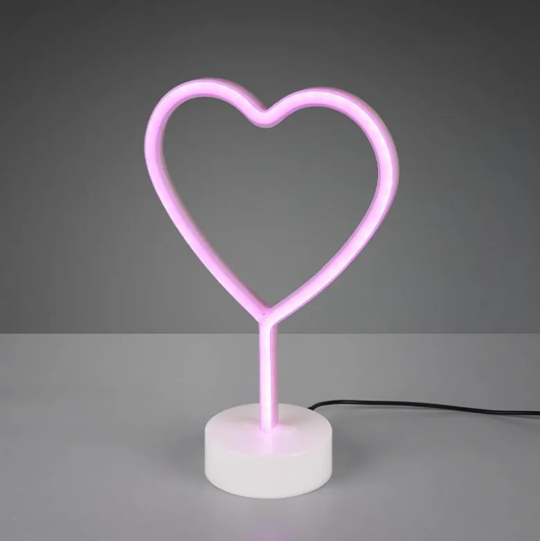 Heart bordslampa vit/rosa