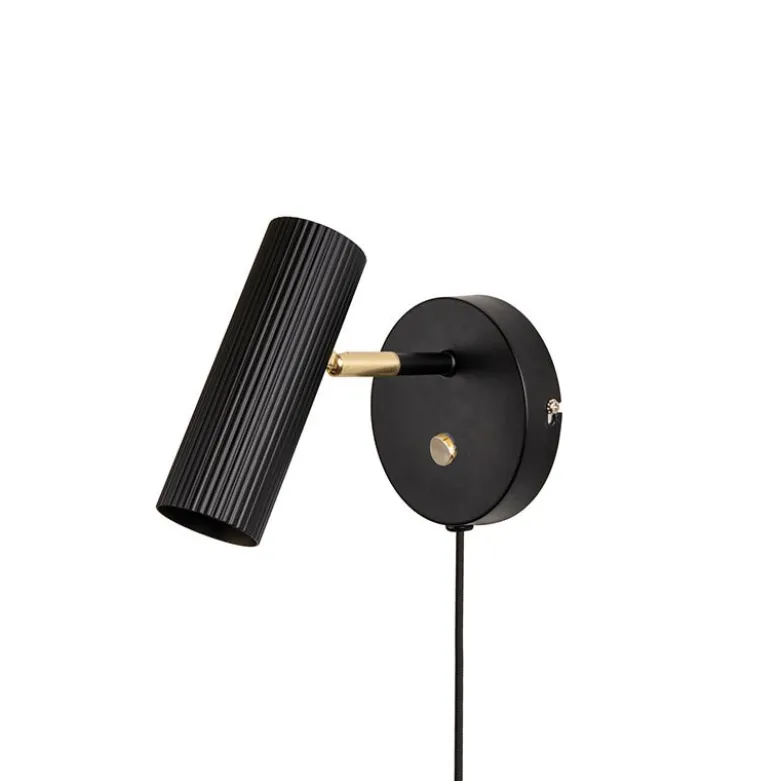 Hubble vägglampa svart/borstad mässing