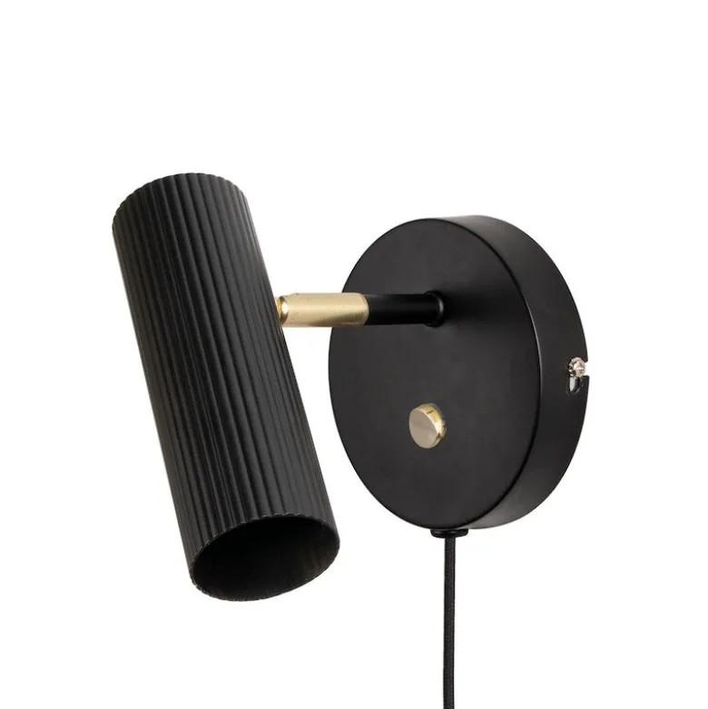 Hubble vägglampa svart/borstad mässing