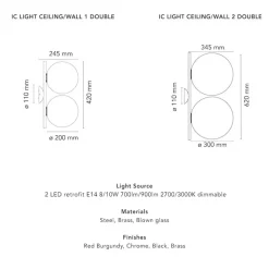 IC Lights C/W1 dubbel vägglampa matt svart