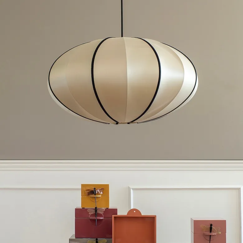 Indochina Pumpkin lampskärm kit whit black ribbon