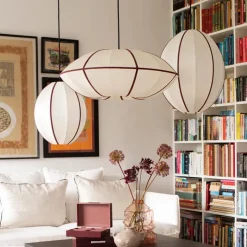 Indochina Ufo lampskärm offwhite/burgundy