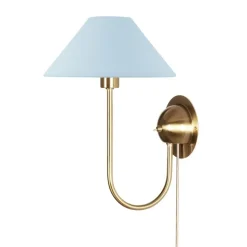 Iris vägglampa duvblå/borstad mässing