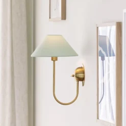Iris vägglampa grön/borstad mässing