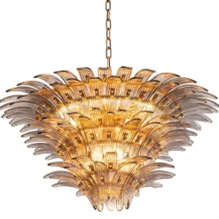 Italo Chandelier taklampa Borstad mässing/rökfärgat glas