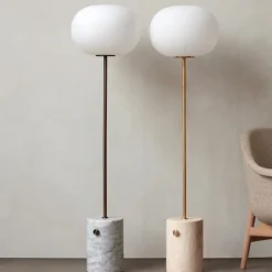 JWDA golvlampa travertine/borstad mässing