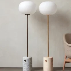 JWDA golvlampa white vit marmor/bronserad mässing