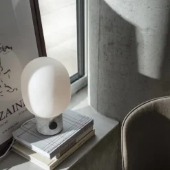 JWDA stor Bordslampa vit marmor