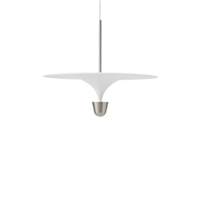 Kantarell Ø60 taklampa nickelpläterad/vit