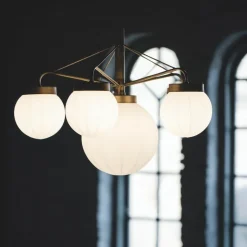 Klyfta 6 taklampa råmässing/matt opalglas