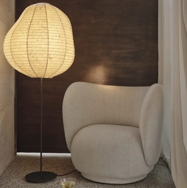 Kurbis tall golvlampa natur/svart
