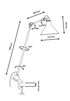 Lampe Gras N°201 bordslampa conic svart/blå