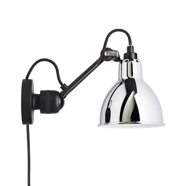 Lampe Gras N°304 CA vägglampa round svart/krom