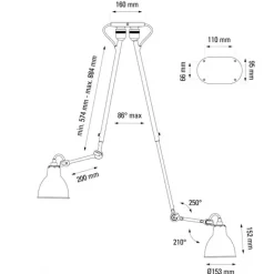 Lampe Gras N°302 double taklampa round svart