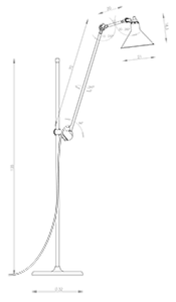 Lampe Gras N°215 golvlampa conic svart/krom