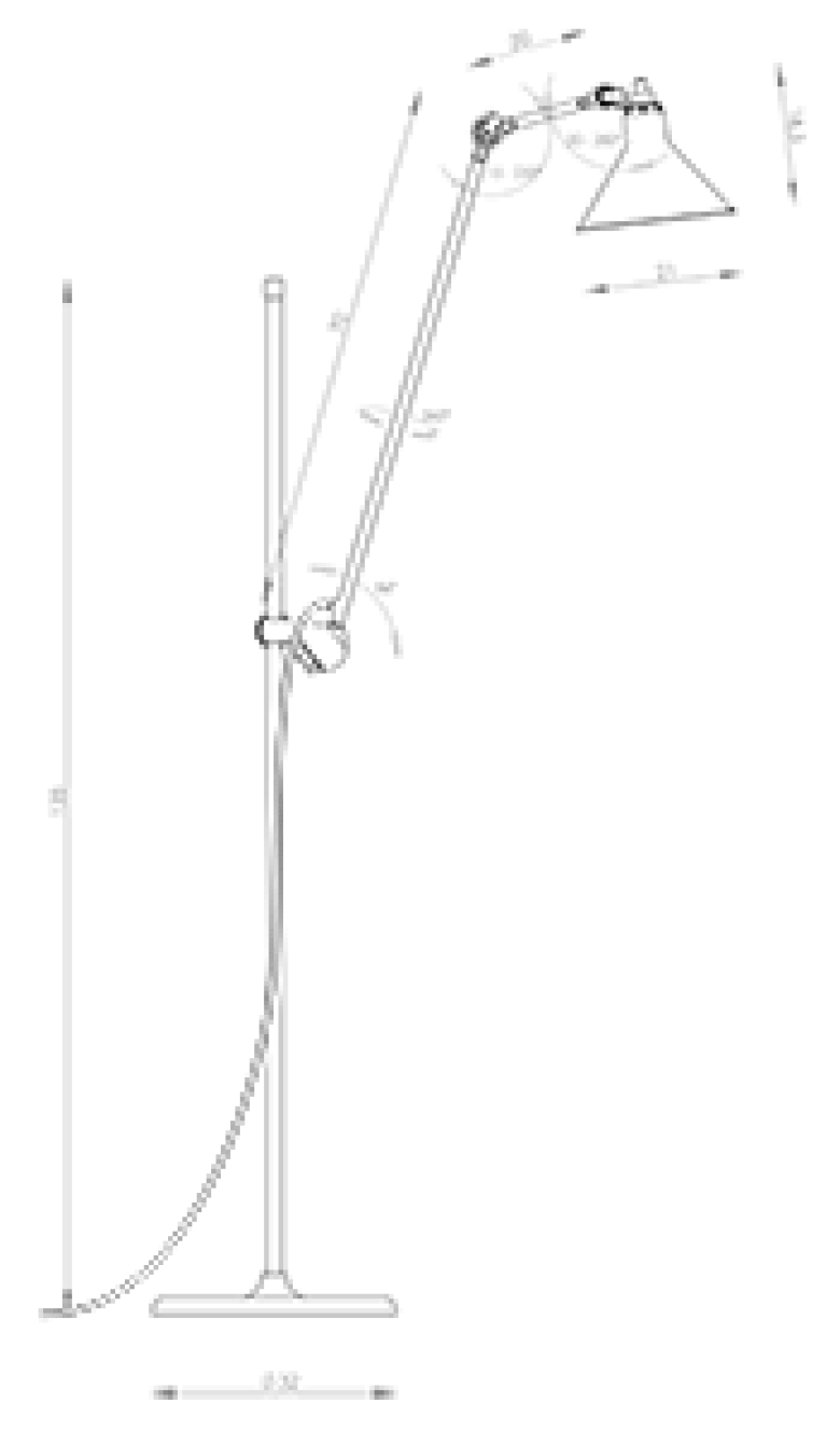Lampe Gras N°215 golvlampa conic svart/krom