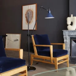 Lampe Gras N°215 golvlampa conic svart/blå