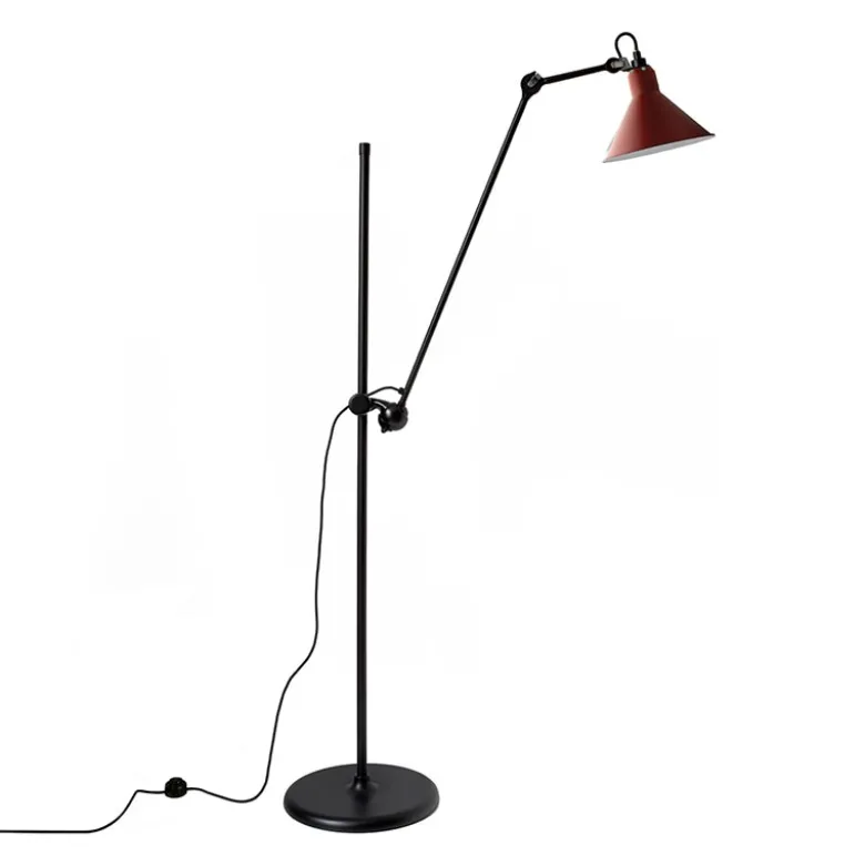 Lampe Gras N°215 golvlampa conic svart/röd