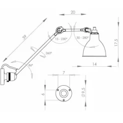 Lampe Gras N°304 L40 vägg/taklampa round svart