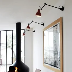 Lampe Gras N°304 L40 vägg/taklampa round svart/röd