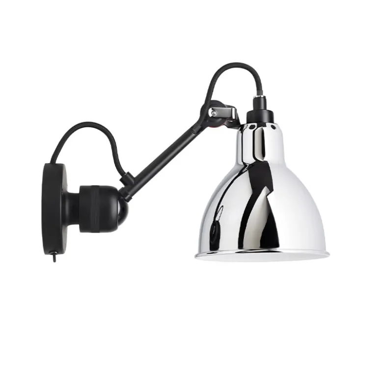 Lampe Gras N°304 SW vägglampa round svart/krom