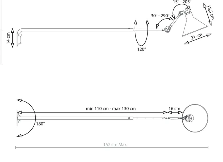 Lampe Gras N°213 vägglampa conic svart