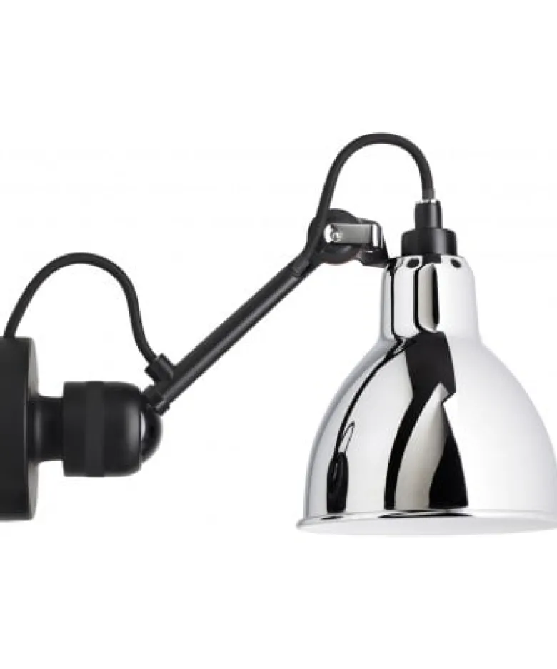 Lampe Gras N°304 vägglampa round svart/krom