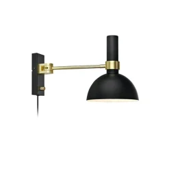 Larry vägglampa svart/borstad mässing