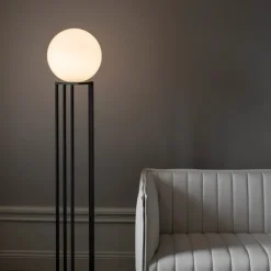 Libreria golvlampa svart/opalglas
