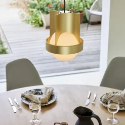 Loop single large taklampa gold + Sphere IV LED bulb
