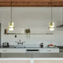 Loop single large taklampa gold + Sphere IV LED bulb