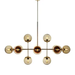 Lord Ballroom taklampa mässing/brunt glas
