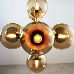 Lord Ballroom taklampa mässing/brunt glas