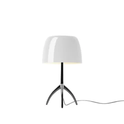 Lumiere piccola bordslampa med dimmer svart krom/vit