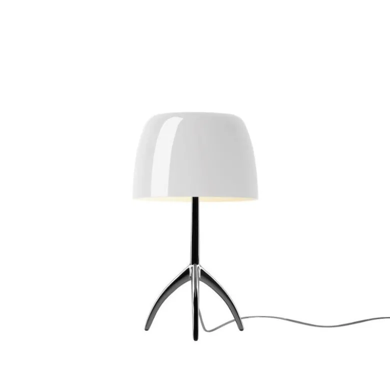 Lumiere piccola bordslampa med dimmer svart krom/vit