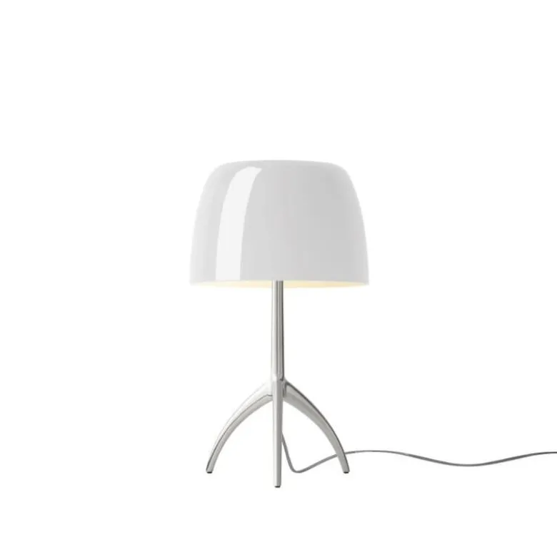Lumiere piccola bordslampa med dimmer aluminium/vit