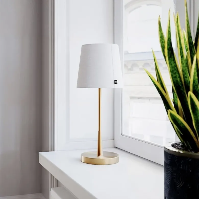 Lumi H48,5cm bordslampa guld/vit