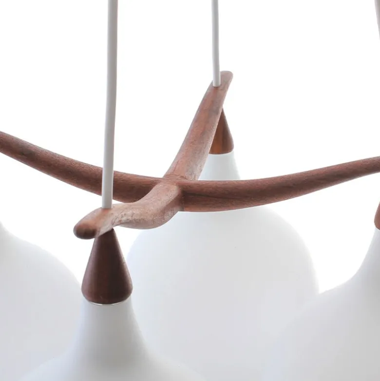 Luxus 4-armad taklampa teak