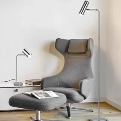 Marley golvlampa borstat stål