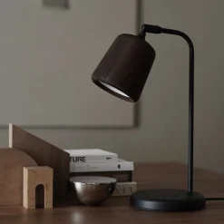 Material bordslampa ljusgrå betong/svart