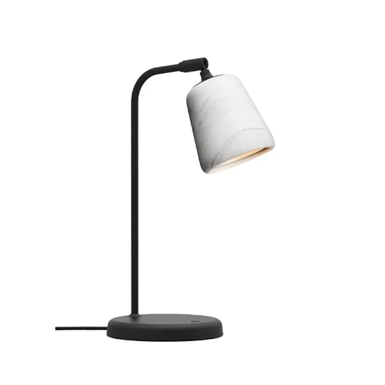 Material bordslampa vit marmor/svart