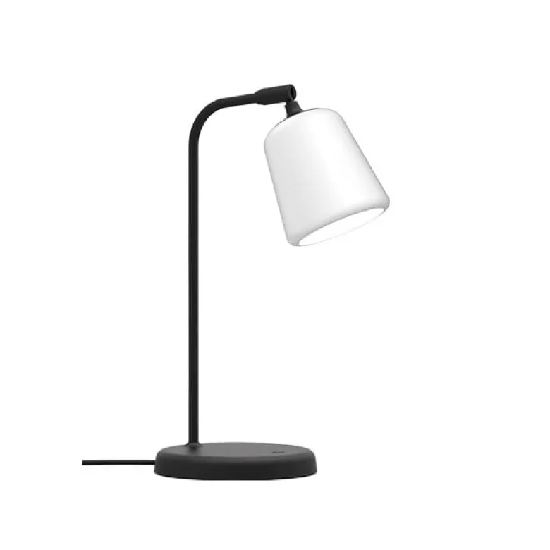 Material bordslampa vitt opalglas/svart
