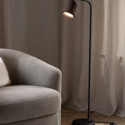 Material golvlampa rökt ek/svart